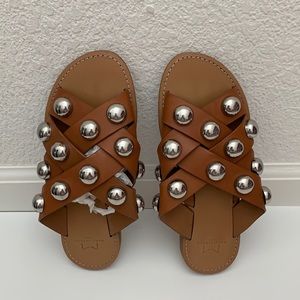 Marc Fisher Women’s Raidan Leathers Stud Slide Sandals